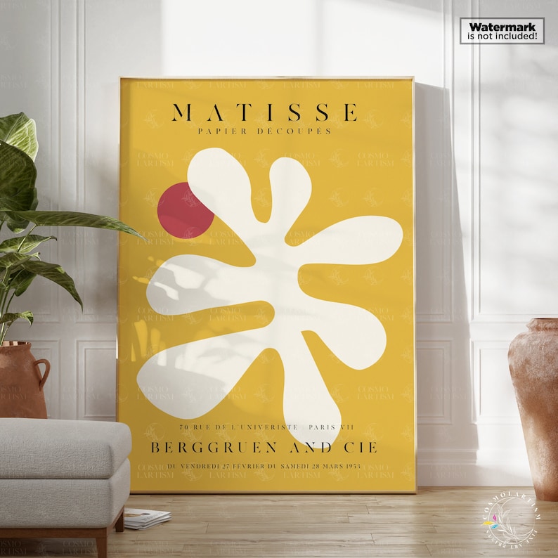 Henri Matisse Print, Matisse Pepier Découpe, Matisse Wall Art, Modern Art Print, Exhibition Poster, Matisse Yellow Cut Out, One Line Drawing image 4