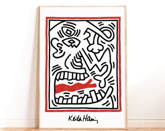 Keith Haring, Three Lithographs 1985, Keith Haring Art Poster, Pop Art Print, Keith Haring Print, Wall Decor, Contemporary Art Print