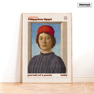 Ritratto di un giovane Filippino Lippi Poster, Stampa artistica rinascimentale, Decorazione da parete per la casa moderna, Stampa artistica italiana, Idea regalo per dipinti famosi