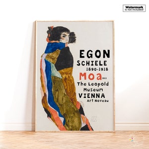 Stampa di Egon Schiele, stampa artistica Moa, poster della mostra Schiele, idea regalo per inaugurazione della casa, arte murale Schiele