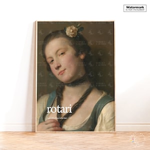 Pietro Rotari Una ragazza con un fiore tra i capelli Poster, Stampa artistica barocca, Decorazione da parete per la casa moderna, Stampa artistica italiana, Dipinti famosi