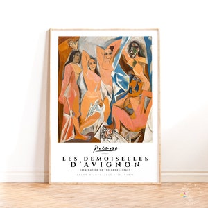 Poster della mostra Pablo Picasso, Les Demoiselles d'Avignon, Arte da parete del museo, Stampa d'arte moderna, Arte cubista, Decorazione per la casa, Citazione dell'artista francese