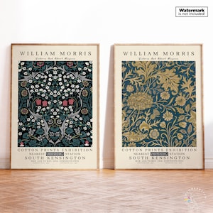William Morris Print Set de 2, William Morris Gallery Wall Set, Cartel de exposición, Cartel del museo, Mercado de flores, Regalo de inauguración de la casa