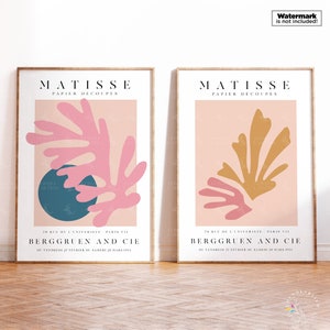 Matisse Print Set de 2, Matisse Print, Matisse Gallery Wall Set, Cartel de la exposición Matisse, Cartel del museo, Arte de pared de mediados de siglo