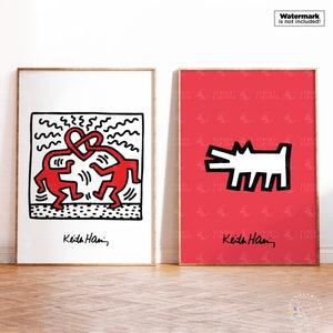 Keith Haring Set of 2, Keith Haring Love, Pop Art Print, Keith Haring Print, Contemporary Art Print, Wall Decor