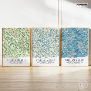 William Morris Print Set of 3, William Morris Art, Exhibition Poster, Botanical Print, Gallery Wall Set, Student Room Decor, Vintage Poster