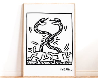 Keith Haring Snake Poster, Keith Haring Love, Keith Haring Art Poster, Pop Art Print, Keith Haring Print, Wall Decor, Contemporary Art Print