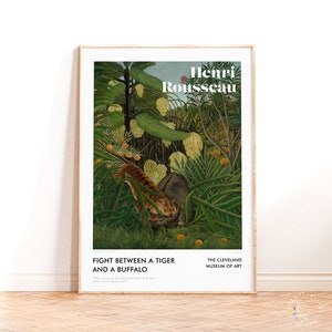 Poster di Henri Rousseau, poster della lotta tra una tigre e un bufalo, regali di arte moderna con stampa digitale