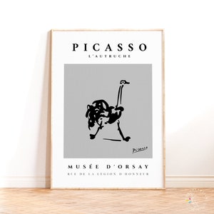 Poster di struzzo di Pablo Picasso, stampa murale di animali di Picasso, poster di arte lineare, stampa d'arte moderna, decorazione murale minimalista con disegno lineare