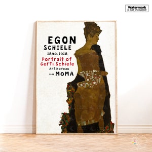 Stampa di Egon Schiele, Ritratto di Gerti Schiele Stampa artistica Schiele Poster della mostra Schiele Wall Art Idea regalo per l'inaugurazione della casa