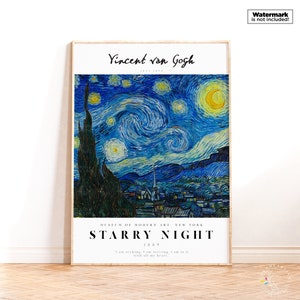 Poster della mostra della notte stellata di Van Gogh, regali d'arte con stampa digitale, decorazione moderna della parete della casa, stampa di Van Gogh