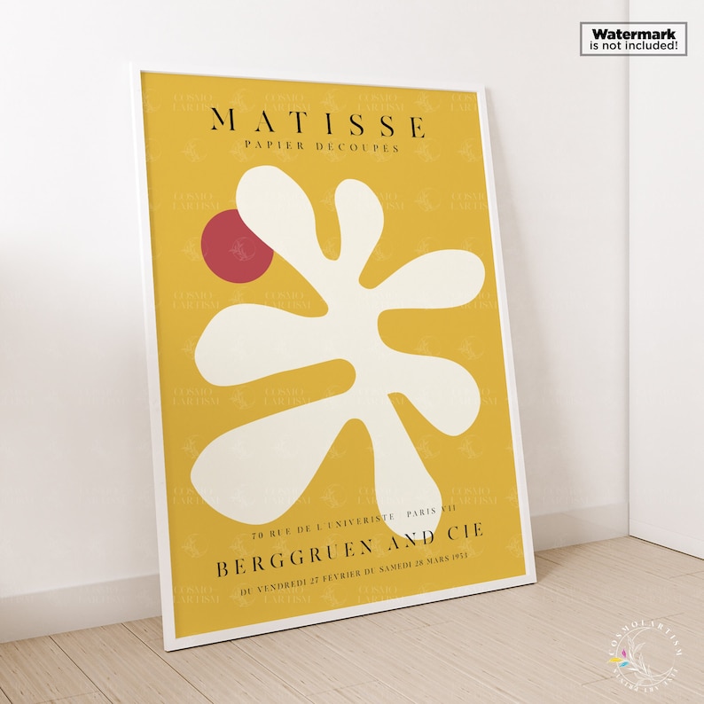 Henri Matisse Print, Matisse Pepier Découpe, Matisse Wall Art, Modern Art Print, Exhibition Poster, Matisse Yellow Cut Out, One Line Drawing image 5