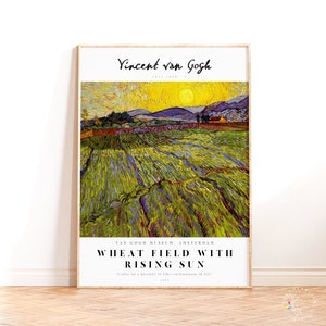 Poster della mostra del campo di grano di Van Gogh, campo chiuso con stampa artistica da parete del sole nascente, poster del museo di inaugurazione della casa