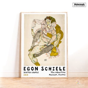 Stampa di Egon Schiele, Coppia seduta (1915) Stampa artistica di Schiele Poster della mostra Schiele Wall Art Idea regalo per l'inaugurazione della casa