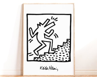 Keith Haring Print, Keith Haring Barking Dog Climbing Stairs, Pop Art Poster, Contemporary Art Print, Wall Decor