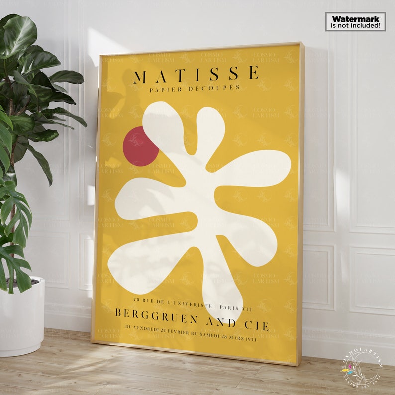 Henri Matisse Print, Matisse Pepier Découpe, Matisse Wall Art, Modern Art Print, Exhibition Poster, Matisse Yellow Cut Out, One Line Drawing image 3