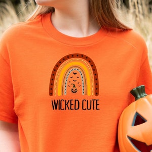 Halloween Wicked Cute Tee, Halloween Fun, Wicked Tee, Women&#39;s Plus Tees, 2XL 3XL 4XL 5XL, Plus T-shirts, Orange Tee, Halloween Rainbow Tee