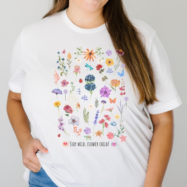 Women's Plus Tees, Women's T-Shirts, Women's Plus Tee, 2XL 3XL 4XL 5XL, Plus size T-shirts, Wildflower Tee, Flowers Tee, Plus Flower Tee