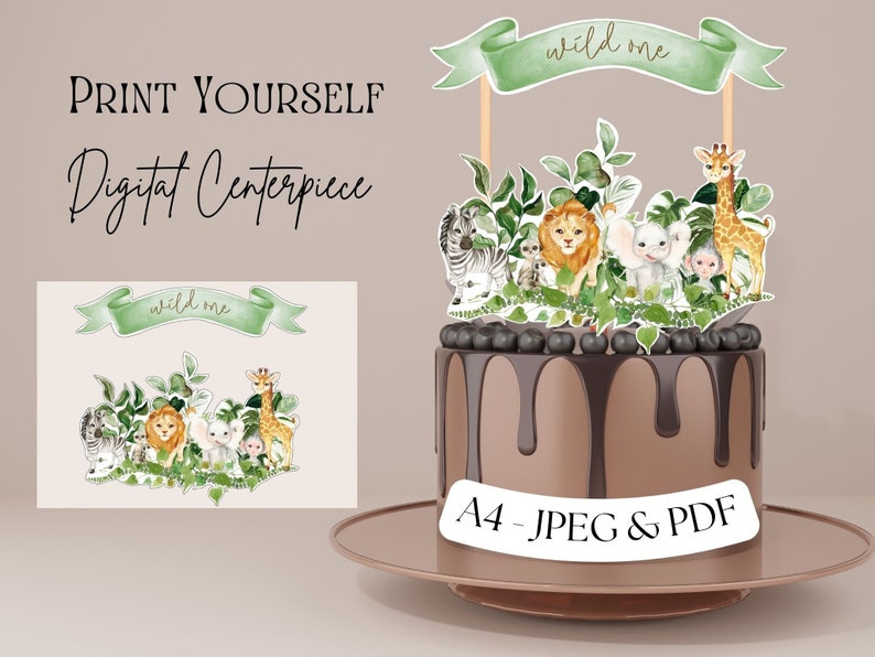 Zoo Animal Baby Shower Centerpieces - 6 Piece Set With Rainbow & Animal Cutouts, Gender Neutral - View #6