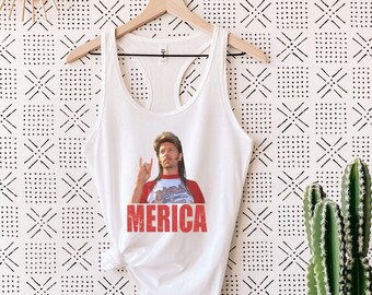 4th of July MERICA Tank Top - 4th of July Vintage Inspired Racerback Tank Top - Perfect for 4th of July and Summer Celebrations