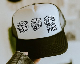 Raisin' Hell Trucker Hat, Country Concert Hat, Vintage Style Snapback Cap, Retro Cool Streetwear Accessory, Trendy Grunge Hat