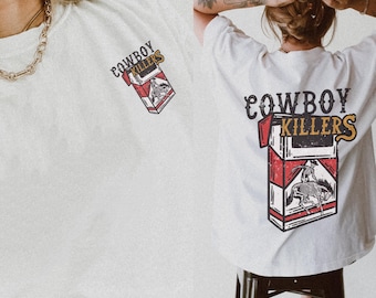 COWBOY KILLERS Oversized Graphic Tee - Western Rebel T-Shirt - Vintage Rodeo Aesthetic - Edgy Country Outfit - Retro Grunge Western Style
