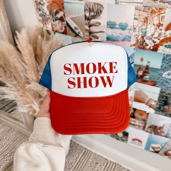Smoke Show Country Trucker Hat, Red, White & Blue Snapback, Perfect for Country Concerts Festivals, Howdy Hat, Summer Hat