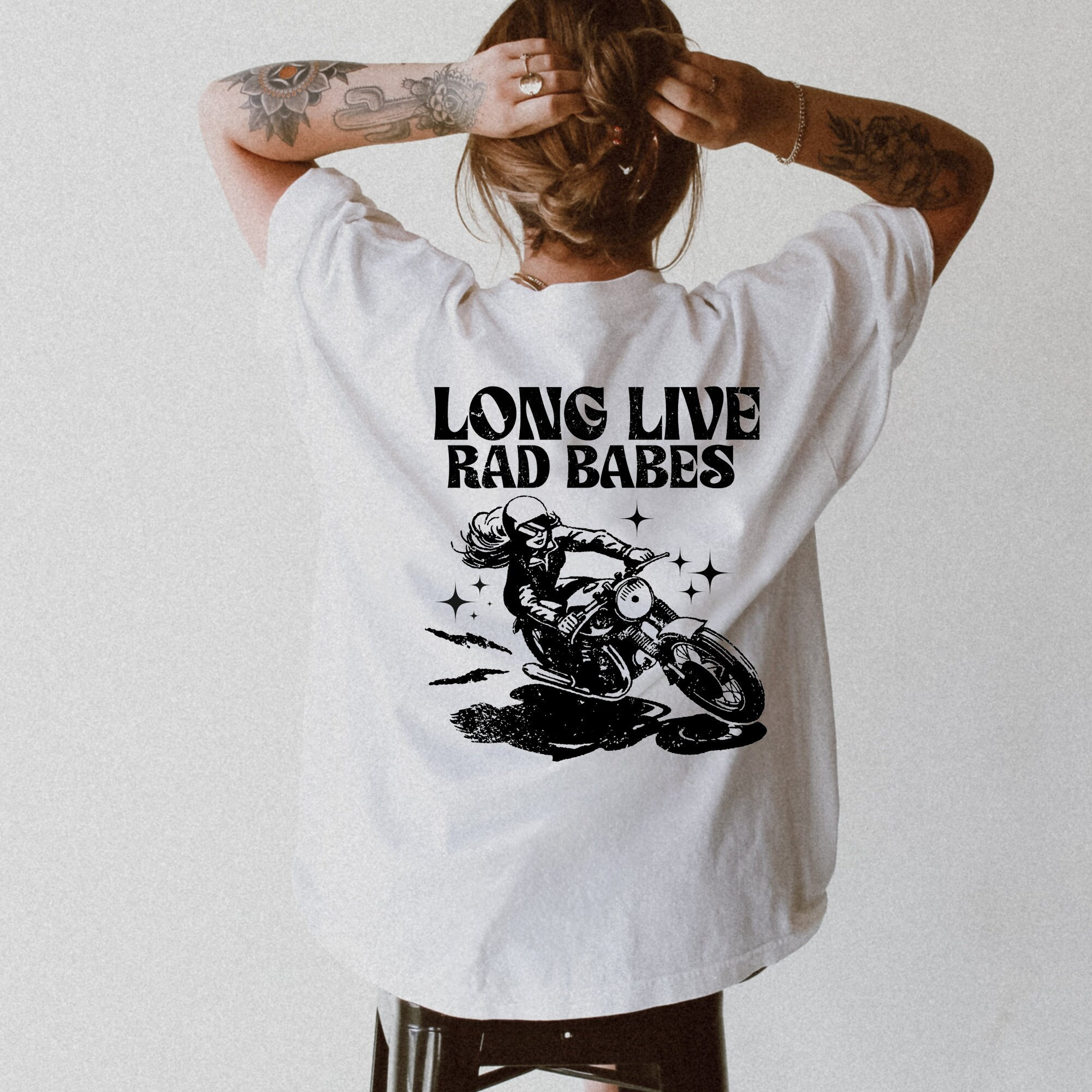 Long Live Rad Babes Graphic Tee, Vintage Motorcycle Shirt, Women's Empowerment Shirt, Boho Edgy Grunge Shirt