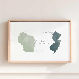 Besties Geschenk, Fernfreundschaftsgeschenk, verbundene Staaten Herzkarte, personalisiertes Geschenk für Freund, Miles Apart Geschenk, Freund Geburtstag