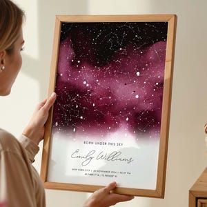 Birthday Star Map Personalized Gift, Custom Star Chart Print (Digital Download)