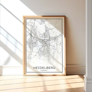 Heidelberg Map, Heidelberg Print, Outline Heidelberg Map, Minimalist Heidelberg Poster, Heidelberg Germany Wall Art, Heidelberg Printable