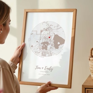Digitale download cirkelkaart, verlovingskaart afdrukken, verloofde geschenken, huwelijksverjaardagscadeau, trouwlocatie kaart jubileumcadeau voor stel