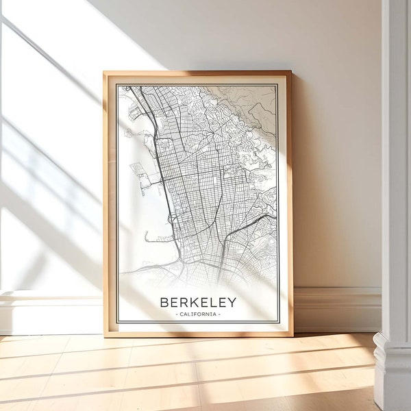 Berkeley Map, Black and White Berkeley Map, Berkeley California Print, Berkeley Poster, Printable Berkeley Street Map, Berkeley Map Download