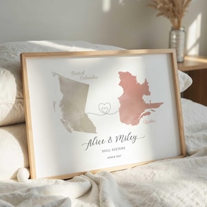Cadeau meilleur ami, cadeau amitié interurbaine, carte cardiaque de pays à pays, cadeau personnalisé pour ami, cadeau de déménagement, anniversaire d'un ami