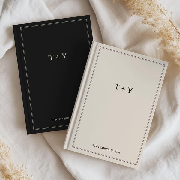 Minimalist Vow Book, Personalized His Her Vows, Wedding Ceremony Monogram  Journal