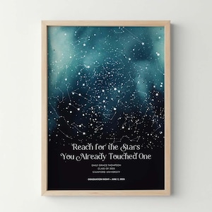 Mappa stellare personalizzata con stampa del cielo notturno per data, regalo di laurea, mappa digitale personalizzata, regalo ricordo per figlia e figlio da parte di mamma o papà.