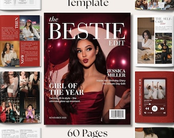 Modello di rivista di compleanno per la migliore amica: regalo fai da te con Canva (download digitale)