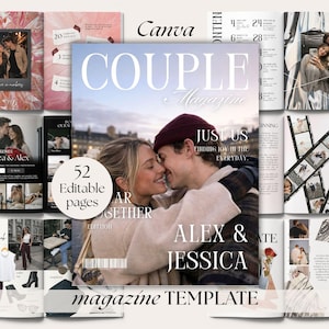 Plantilla de revista para parejas, regalo de aniversario DIY para él (editable en Canva) imagen 1