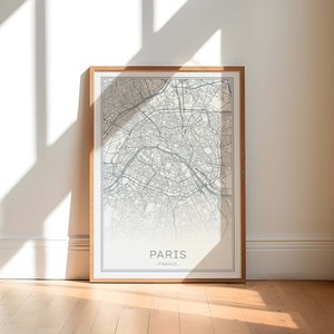 Mapa de París, Mapa de París Francia, Cartel de París, Mapa de París imprimible, Mapa de la ciudad de París, Arte imprimible de París, Mapa gris de París, Cartel de la calle de París