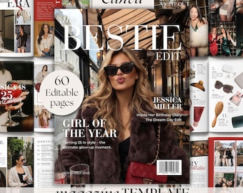 Regalo de cumpleaños para tu mejor amiga: Plantilla de revista DIY en Canva, 60 páginas