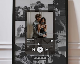 Music Poster Canva Template, Our Song Photo Collage Anniversary Gift (Digital Download)