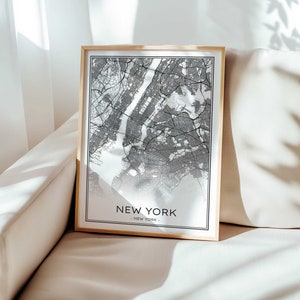 New York City Karte, schwarz und weiß New York City Karte, NYC Minimalismus Print, New York druckbare Wandkunst, Download New York City Karte Poster