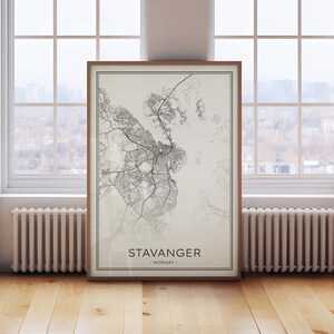 Stavanger Map, Stavanger Norway Print, Outline Stavanger Map, Minimalist Stavanger Poster, Stavanger Wall Art, Black and White Stavanger Map