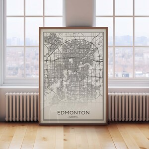 Impression de carte d’Edmonton, affiche d’Edmonton Alberta, carte d’Edmonton AB, carte d’Edmonton imprimable, carte d’Edmonton, carte d’Edmonton en noir et blanc