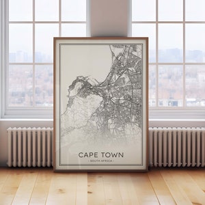 Cape Town Map Print, Outline Cape Town City Map, South Africa Cape Town Map Printable, Black and White Cape Town Print, Cape Town Wall Art