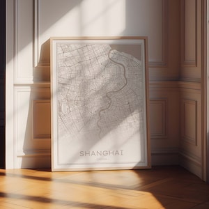 Map of Shanghai, Instant Download Shanghai Map, Neutral Shanghai Print, Beige Shanghai Poster, Shanghai China Wall Art, Pastel Shanghai Map