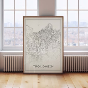 Impressão do mapa de Trondheim, mapa da cidade de Trondheim, pôster de Trondheim Noruega, mapa de ruas de Trondheim para impressão, mapa de localização de contorno de Trondheim