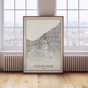 Cleveland Map Print, Cleveland City Map, Cleveland Ohio Poster, Printable Cleveland City Map, Black and White Cleveland Print