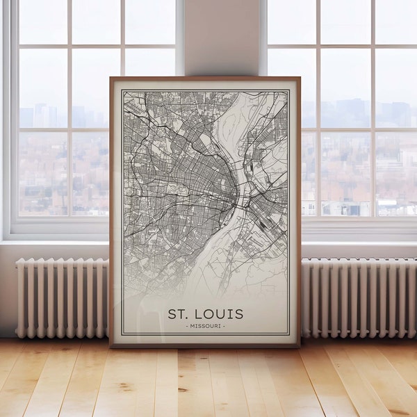 St. Louis Map, St Louis MO Print, St Louis City Poster, St. Louis Map Download, Printable St. Louis Art, Black and White St. Louis Map Print