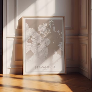 Stavanger Karte, Beige Stavanger Print, Stavanger Poster, Neutral Stavanger Map Print, Stavanger Norwegen Wandkunst, Stavanger Karte Download